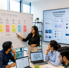 SVaaN Global Tech UI UX designer working on wireframes and product interface design