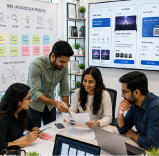 SVaaN Global Tech UI UX design team discussing user interface strategy and design systems